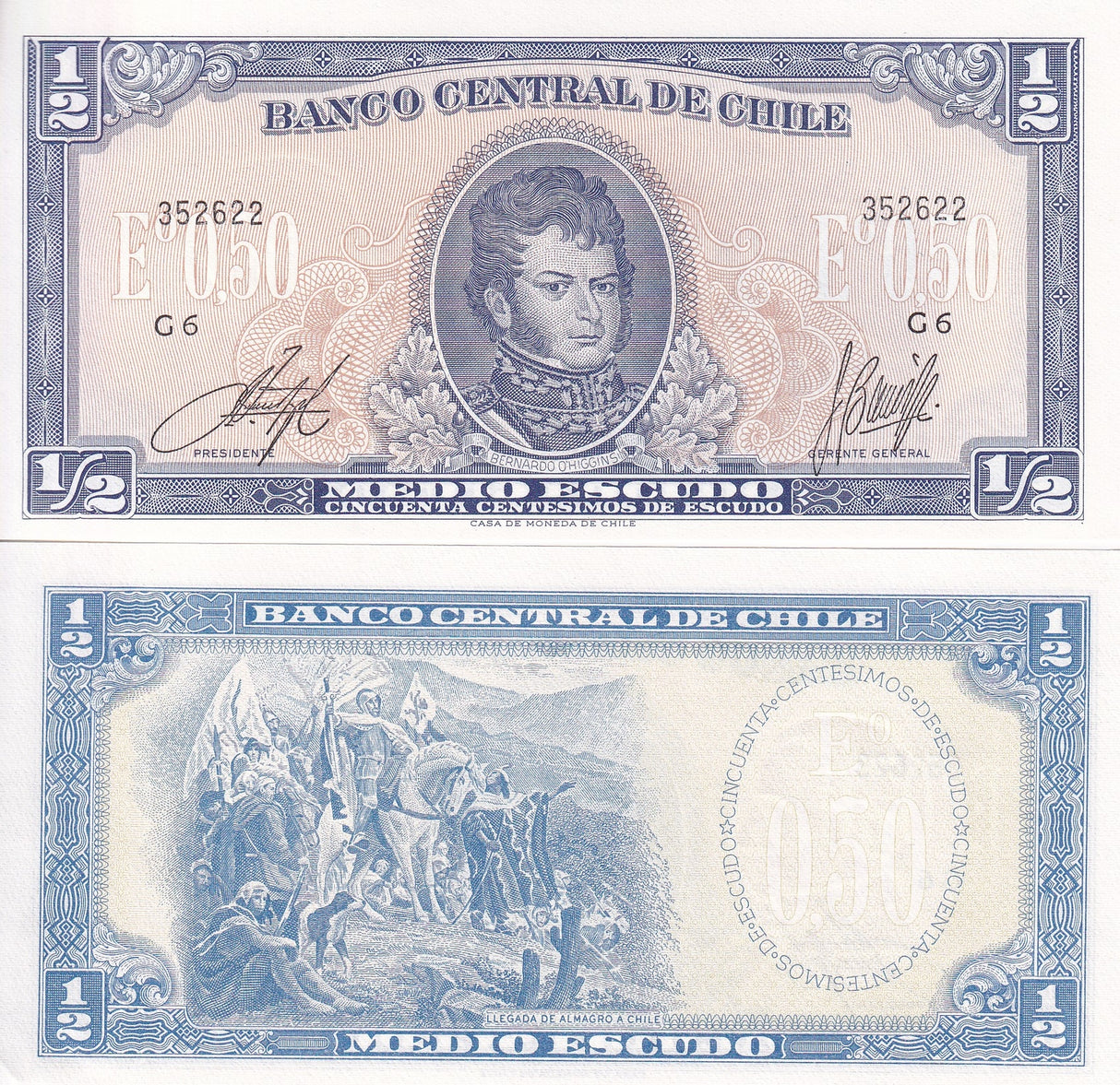Chile 1/2 Escudo ND 1962-1975 P 134A UNC