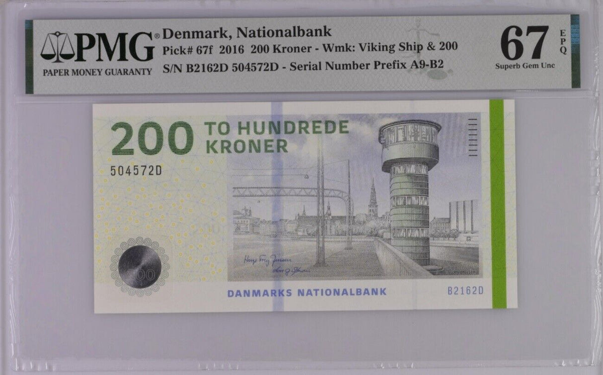 Denmark 200 Kroner 2016 P 67 f Superb Gem UNC PMG 67 EPQ