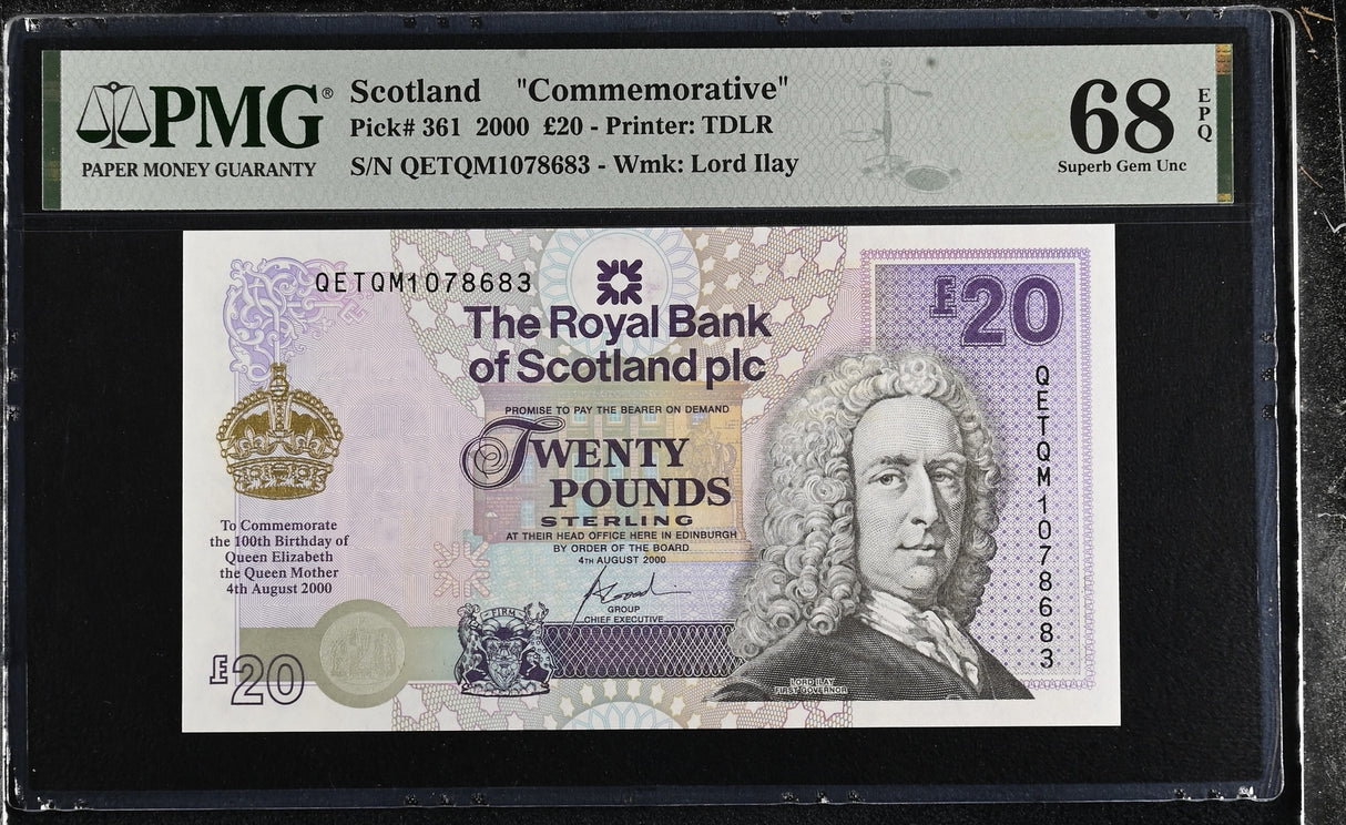 Scotland 20 Pound 2000 P 361 Commemorative Superb Gem UNC PMG 68 EPQ