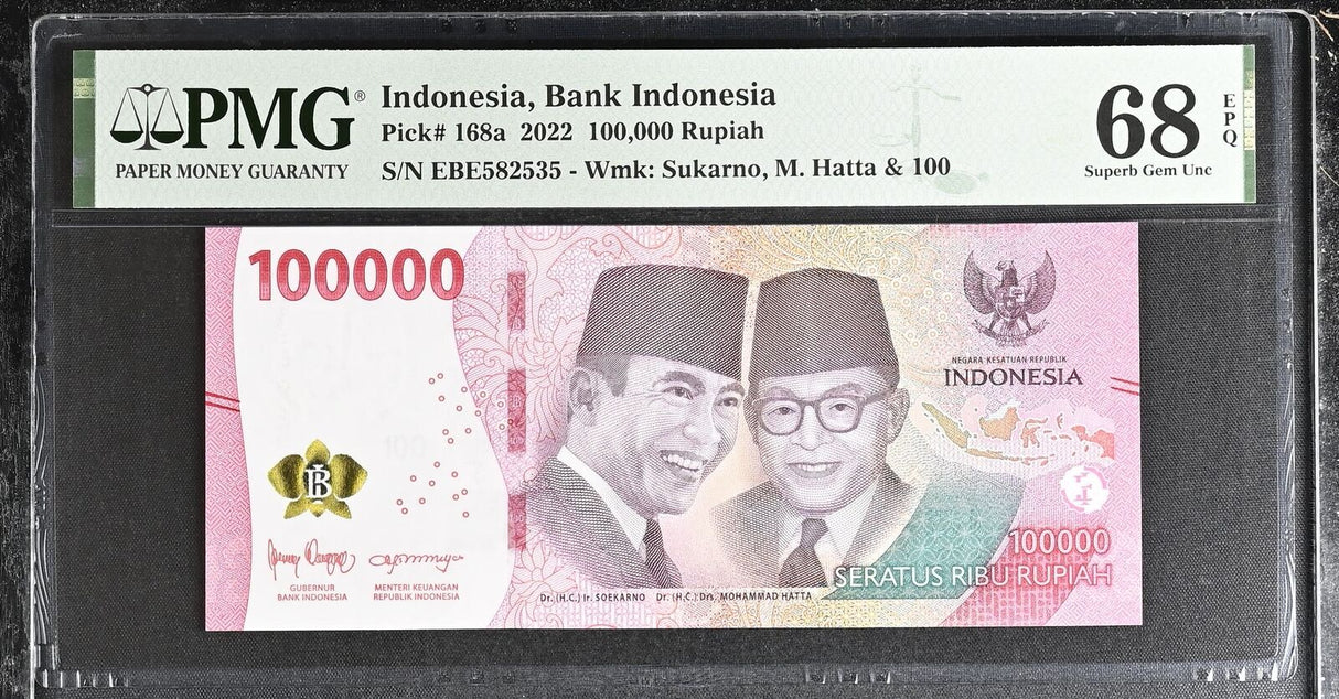Indonesia 100000 Rupiah 2022 P 168 a Superb Gem UNC PMG 68 EPQ