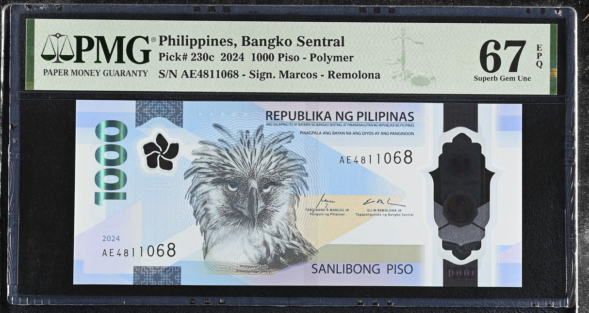 Philippines 1000 Piso 2024 P 230 c Superb Gem UNC PMG 67 EPQ PNB