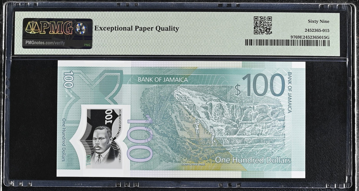 Jamaica 100 Dollars 2022 P 97 Commemorative Superb Gem UNC PMG 69 EPQ