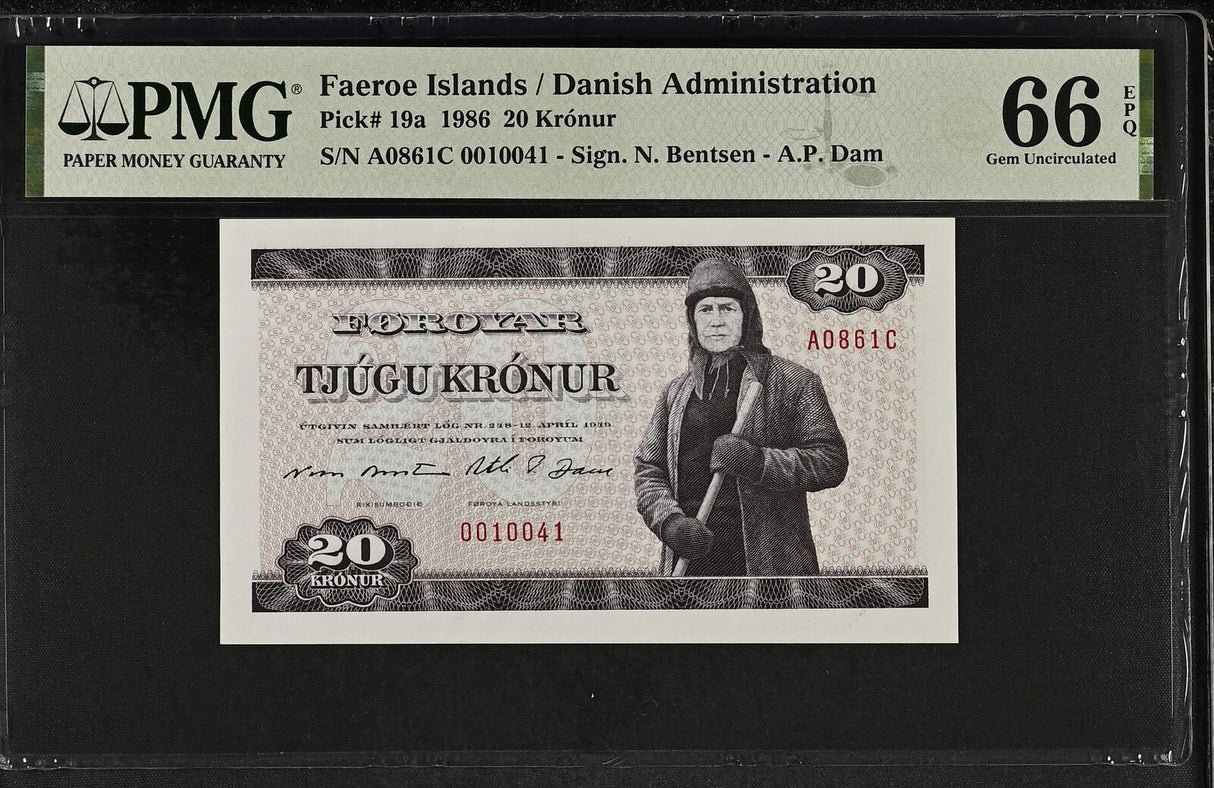 Faeroe Islands 20 Kronur 1986 P 19 a Gem UNC PMG 66 EPQ