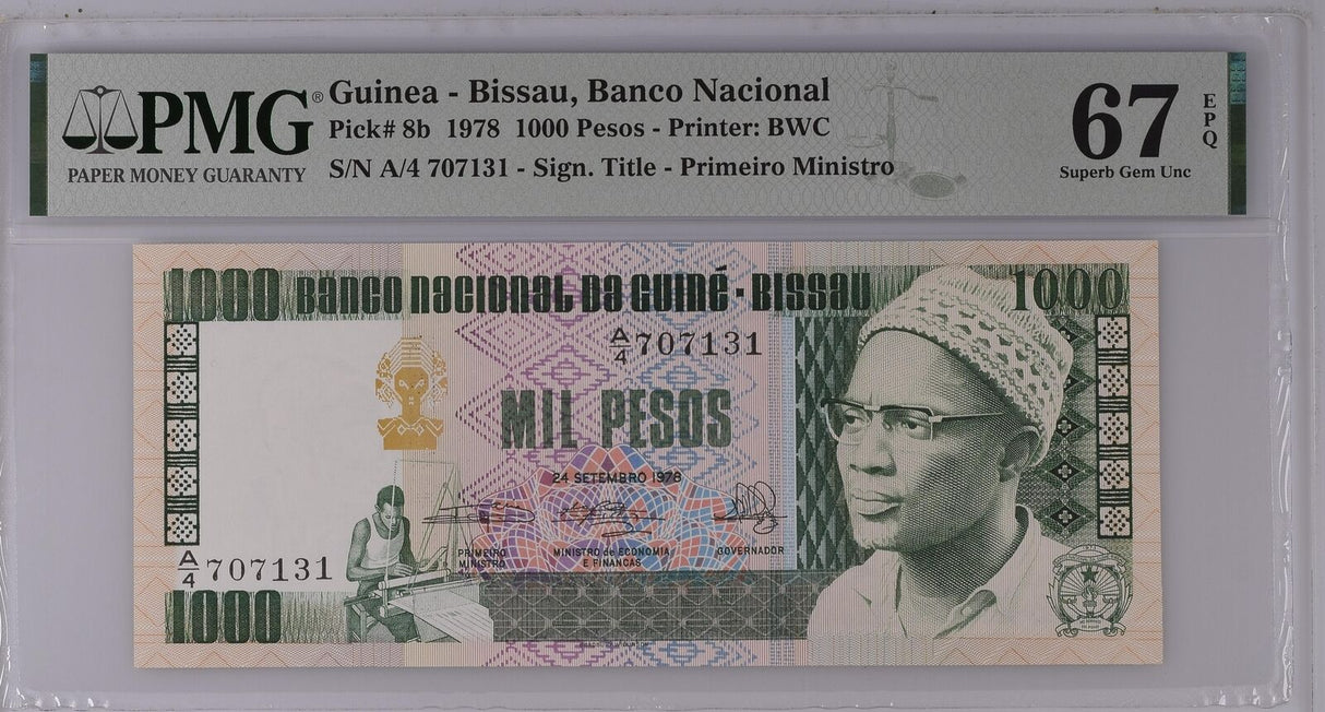 Guinea Bissau 1000 Pesos 1978 P 8 b Superb Gem UNC PMG 67 EPQ