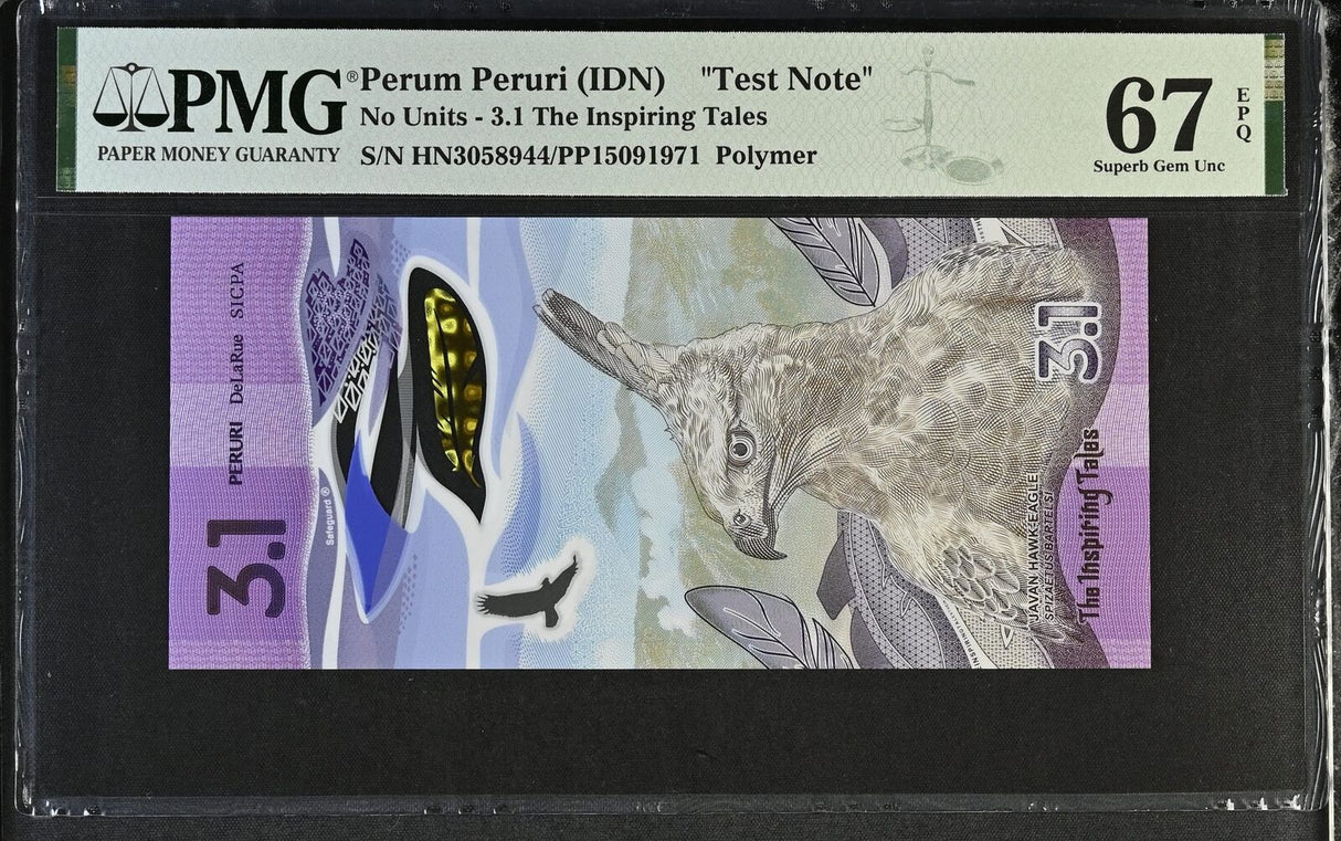 Indonesia 3.1 House Perum Peruri Inspiring Tales Test Note Superb Gem UNC 67 EPQ