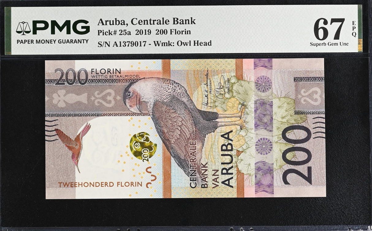 Aruba 200 Florin 2019 P 25 a Superb GEM UNC PMG 67 EPQ