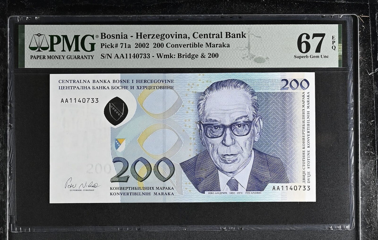 Bosnia Herzegovina 200 Convertible Maraka 2002 P 71 AA Superb Gem UNC PMG 67 EPQ