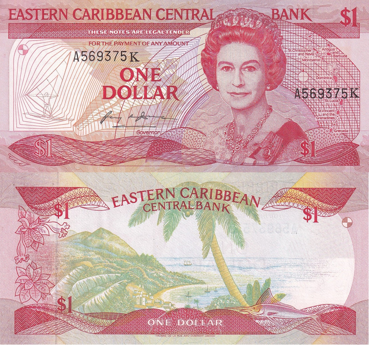 East Caribbean 1 Dollars ND 1985-1988 P 17 k UNC