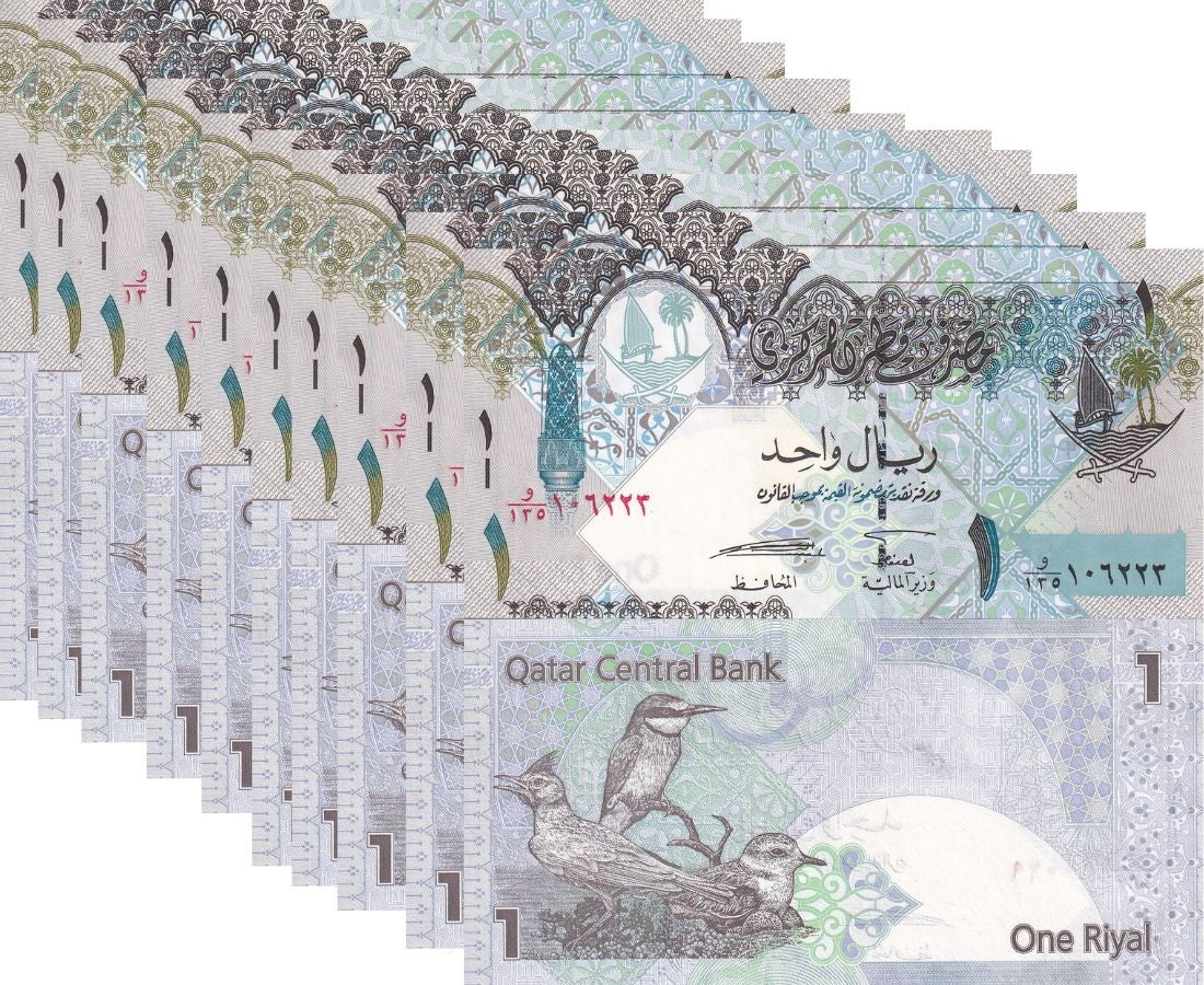 Qatar 1 Riyal 2008 P 28 UNC LOT 10 PCS , 1/10 Bundle