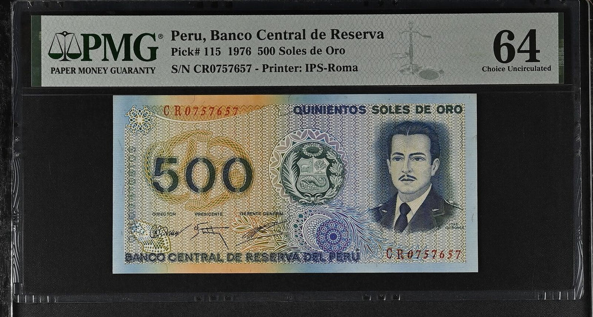 Peru 500 Soles 1976 P 115 Choice UNC PMG 64
