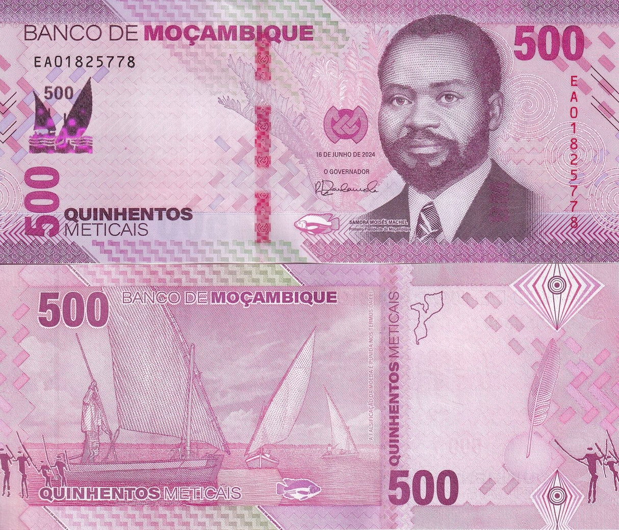 Mozambique 500 Meticais 2024 P 159 Sailing boats AUnc