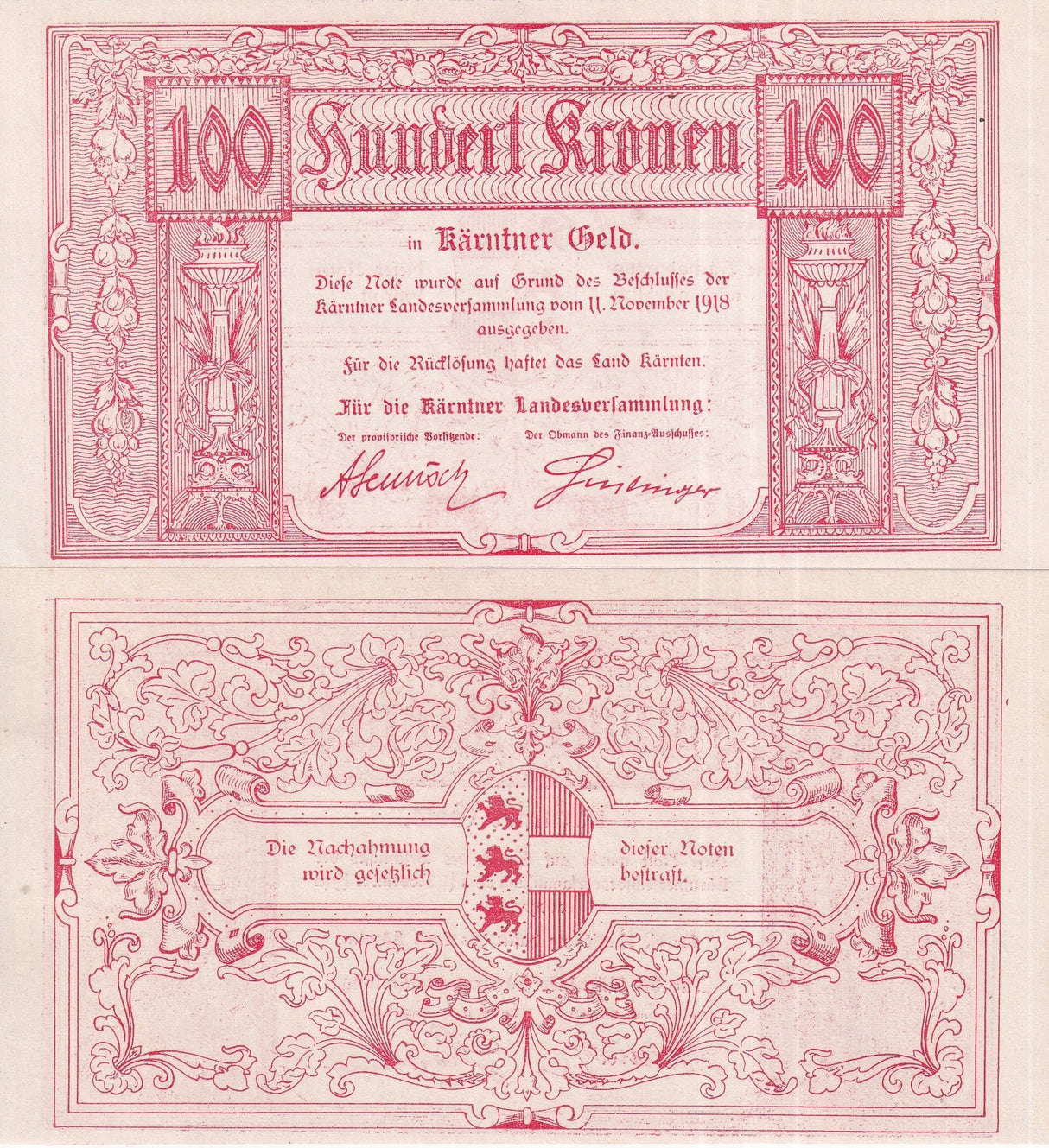 Austria 100 kronen 1918 P S105 b UNC