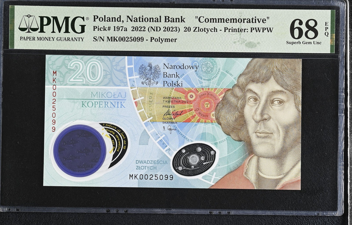 Poland 20 Zlotych 2022 ND 2023 P 197 a Comm Polymer Superb Gem UNC PMG 68 EPQ