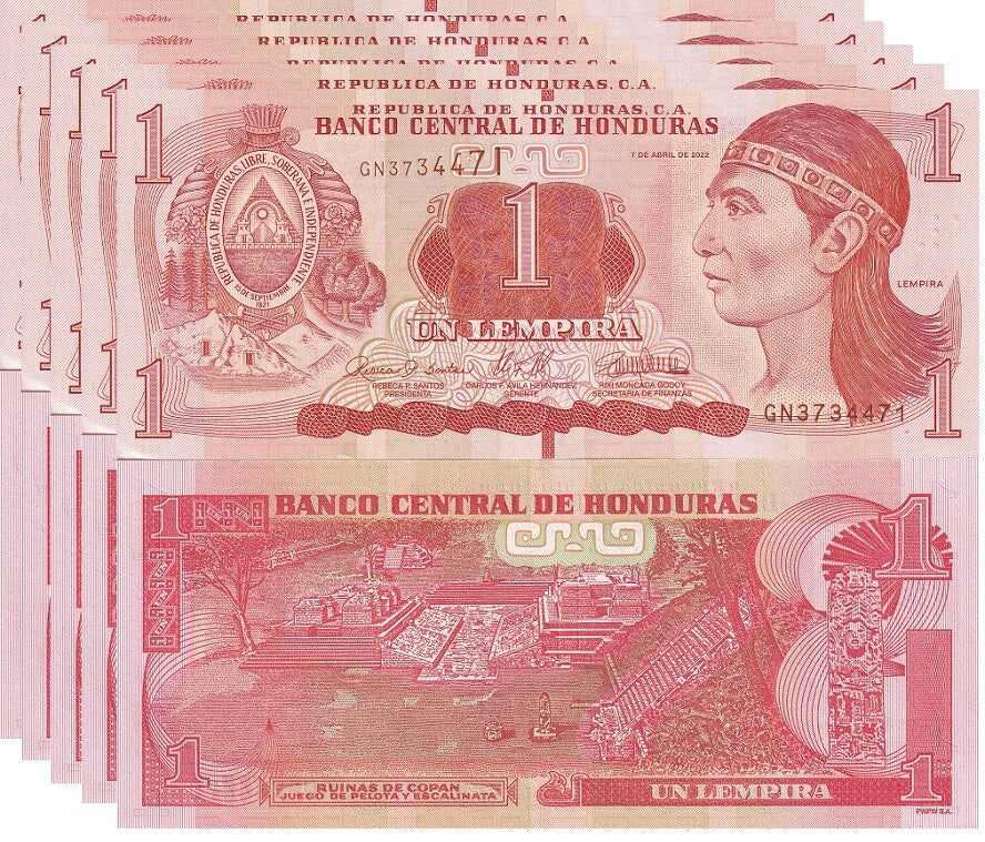 Honduras 1 Lempira 2022 P 96 e UNC LOT 5 PCS