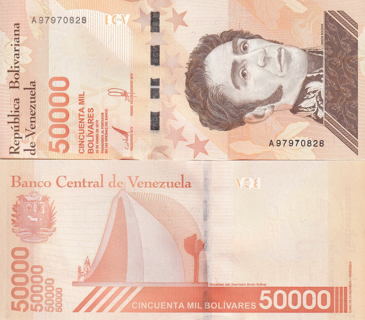 Venezuela 50000 Bolivares 2019 P 111 a Large Security UNC