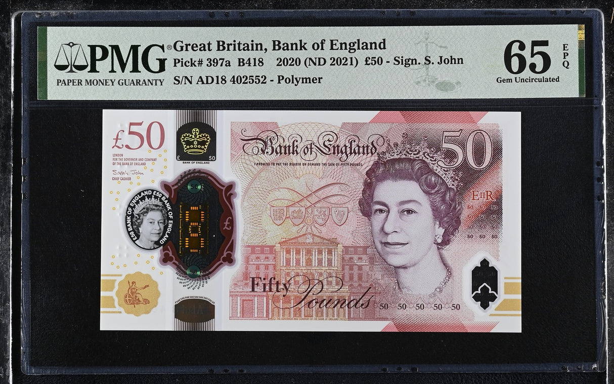 Great Britain 50 Pounds 2020 ND 2021 P 397 a Gem UNC PMG 65 EPQ