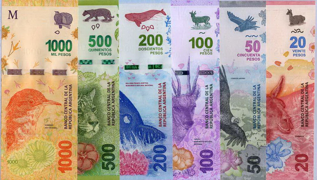 Argentina Set 6 UNC 20 50 100 200 500 1000 Pesos Mixed Year/Prefix P 361-366