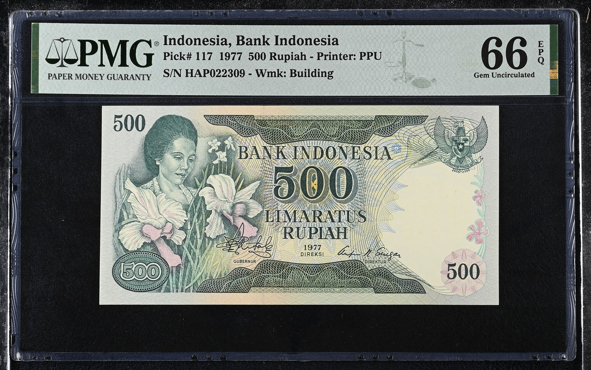 Indonesia 500 Rupiah 1977 P 117 Gem UNC PMG 66 EPQ