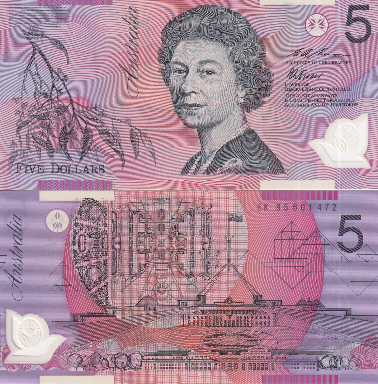 Australia 5 Dollars 1995 P 51 a Polymer UNC