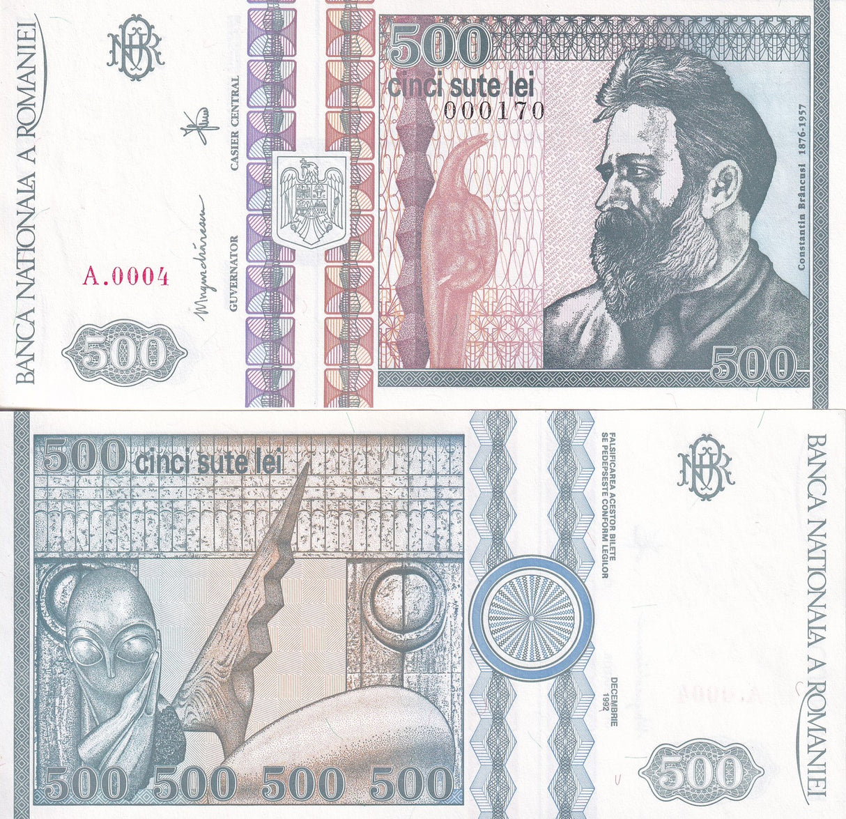 Romania 500 Lei 1992 P 101 a Low 3 Digits UNC