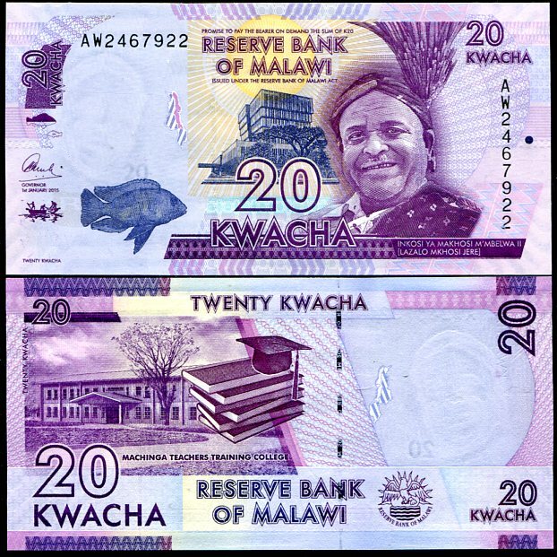 Malawi 20 Kwacha 2015 P 63 b UNC
