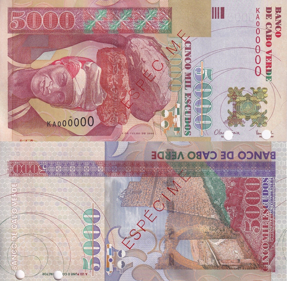 Cape Verde 5000 Escudos 2000 P 67 SPECIMEN UNC