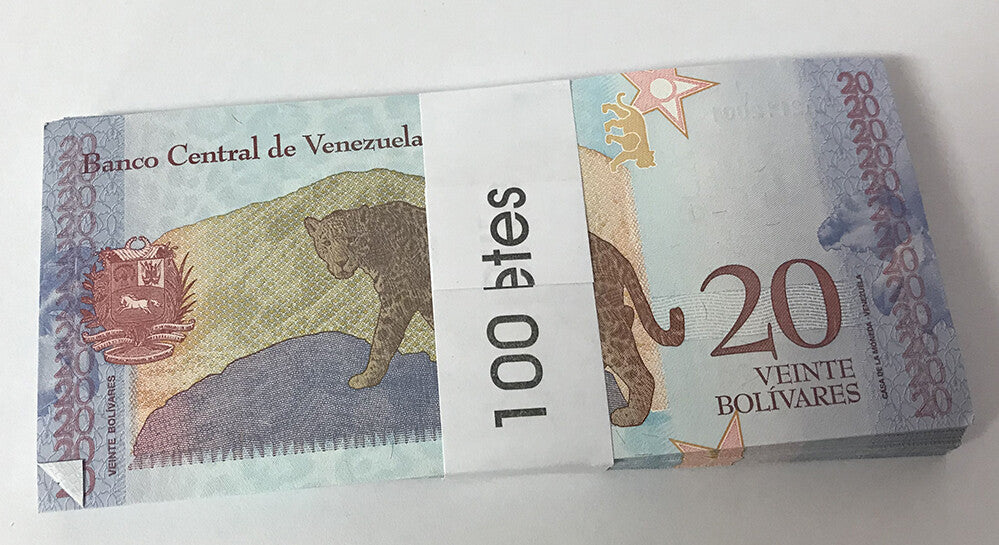 Venezuela 20 Bolivares 2018 P 104 JAGUAR UNC LOT 100 PCS 1 BUNDLE