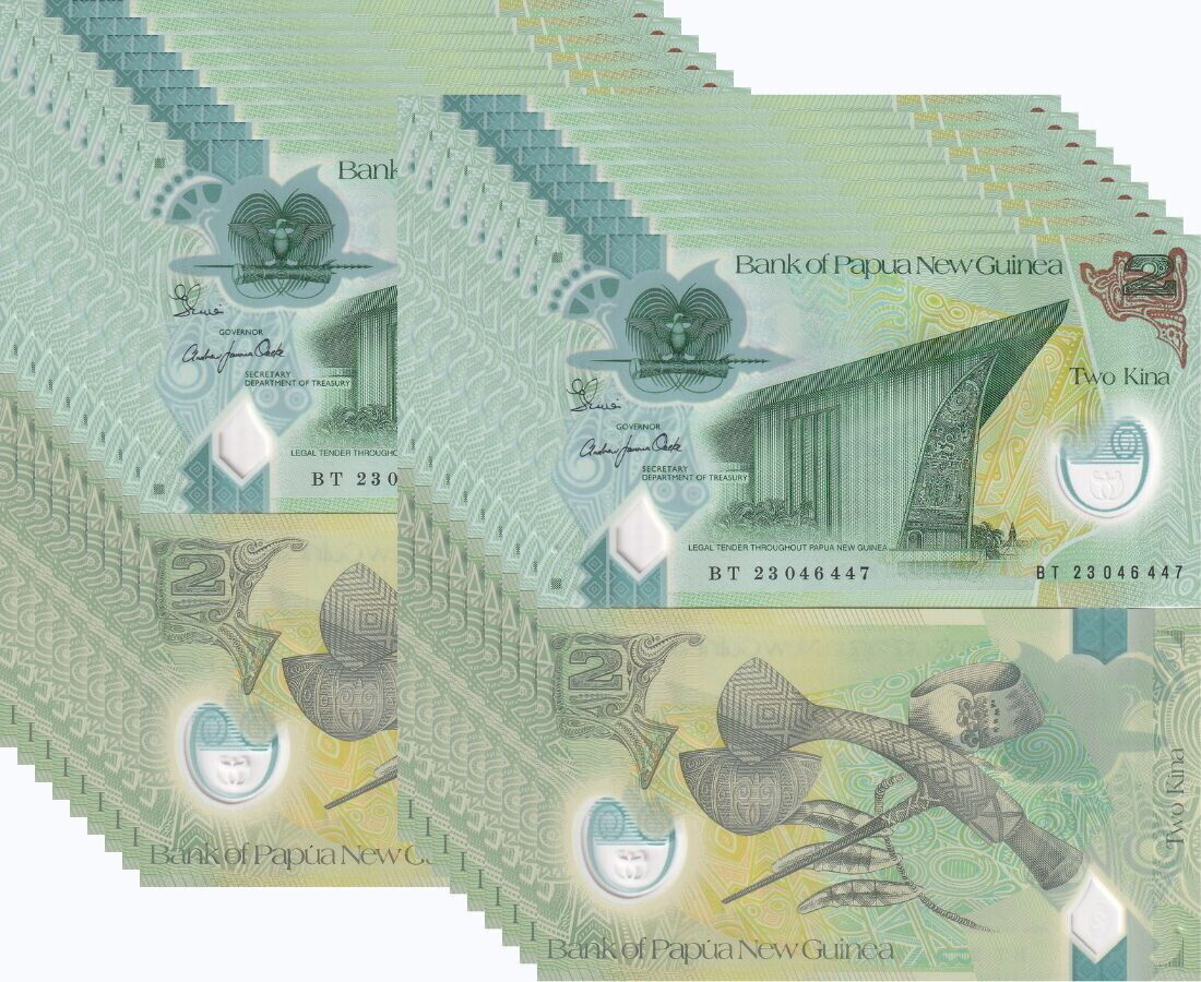 Papua New Guinea 2 Kina 2023 P 50 Polymer UNC LOT 20 PCS