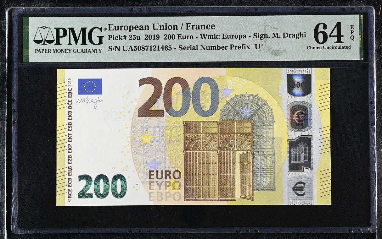 Euro 200 Euro France 2019 P 25 u Choice UNC PMG 64 EPQ