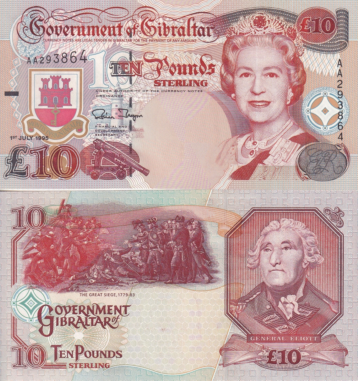 Gibraltar 10 Pounds 1995 P 26 a UNC
