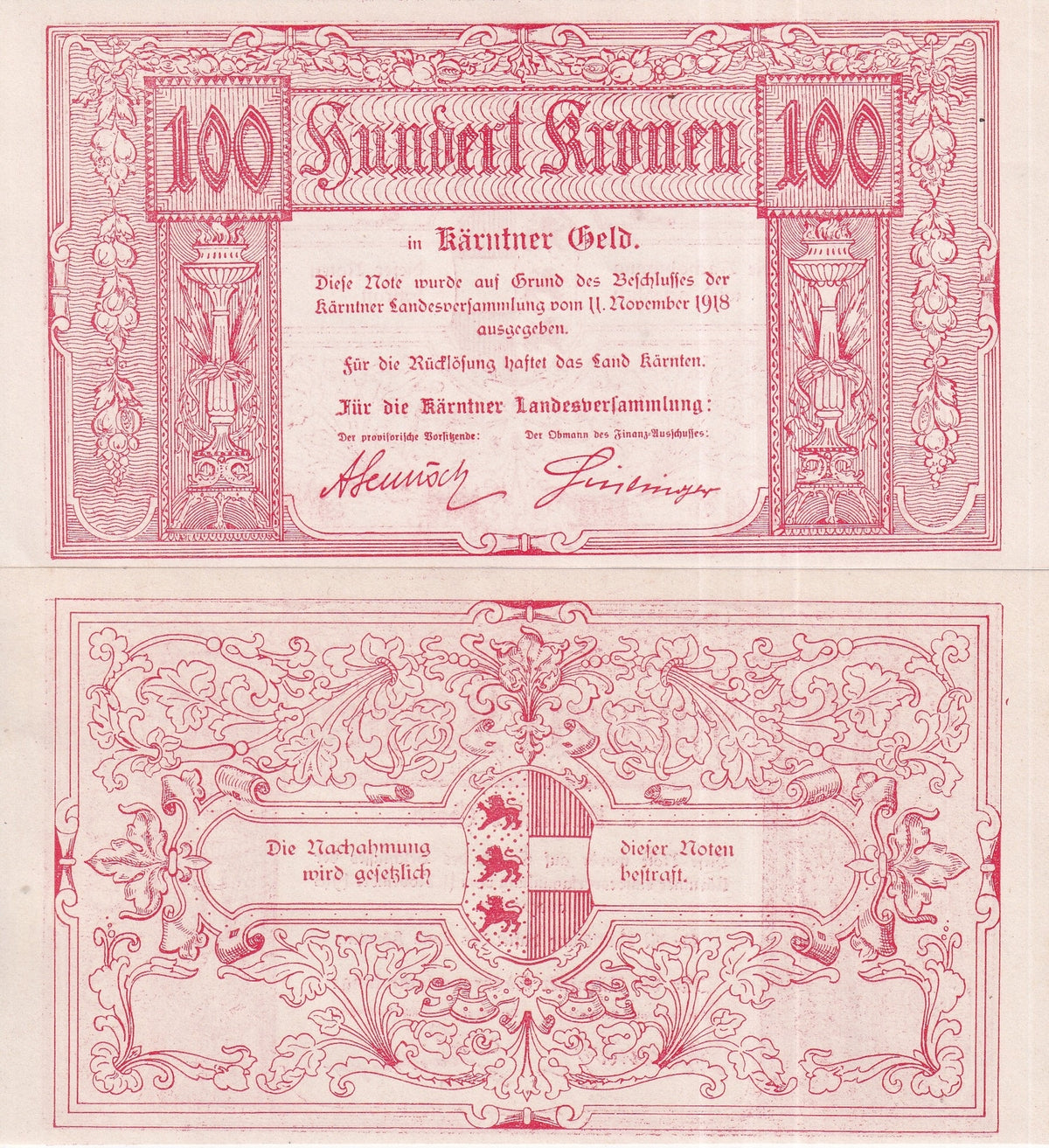Austria 100 kronen 1918 P S105 b UNC