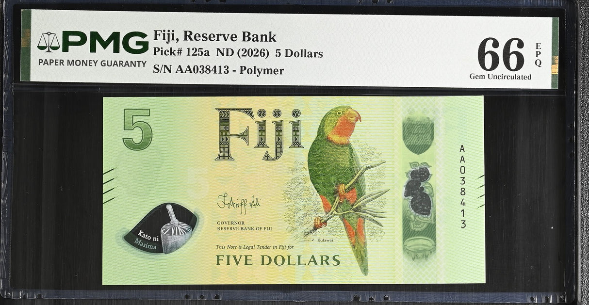 Fiji 5 Dollars ND 2026 P 125 a Gem UNC PMG 66 EPQ