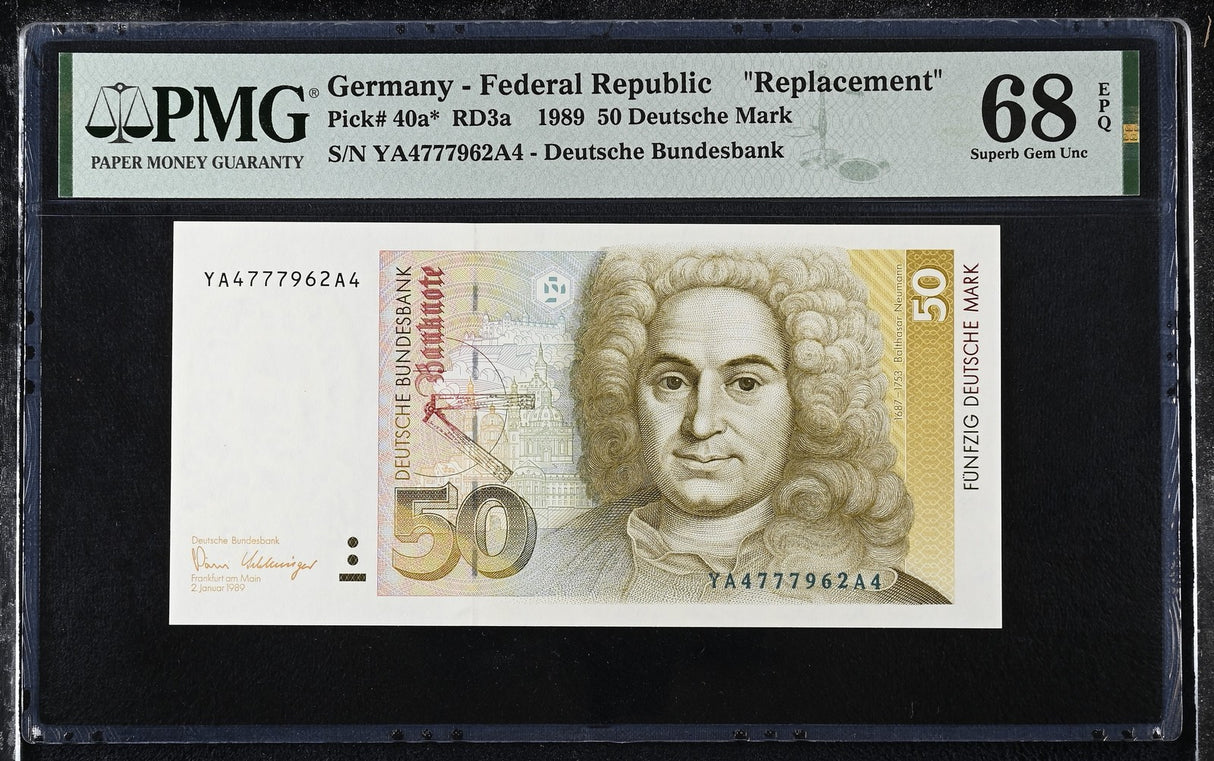 Germany 50 Deutsche Mark 1989 Replacement P 40 a* Superb Gem UNC PMG 68 EPQ