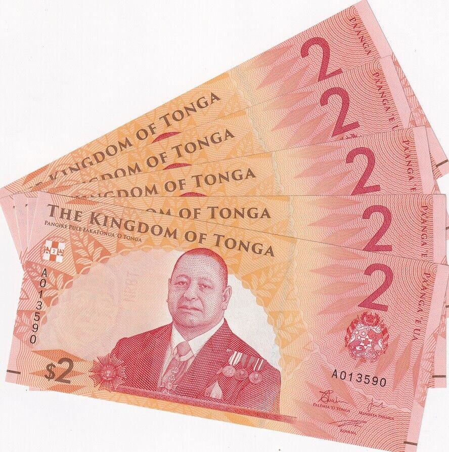 Tonga 2 Pananga 2023 2024 P 50 NEW Design Whale LOT 5 AUnc