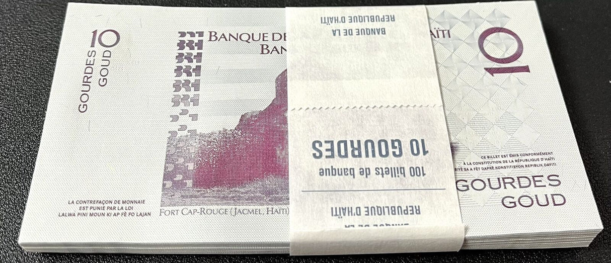 Haiti 10 Gourde 2010 Commemorative Independence P 272 UNC LOT 100 PCS 1 Bundle