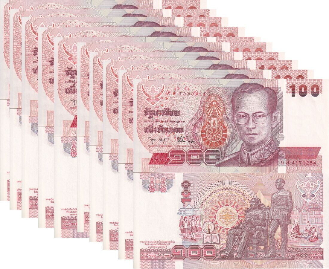 Thailand 100 Baht ND 1994 P 97 Random Sign LOT 10 UNC