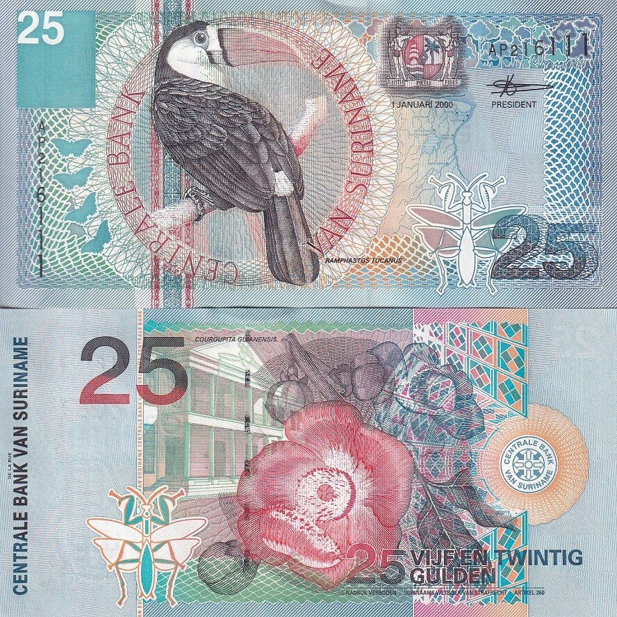 Suriname 25 Gulden 2000 P 148 UNC