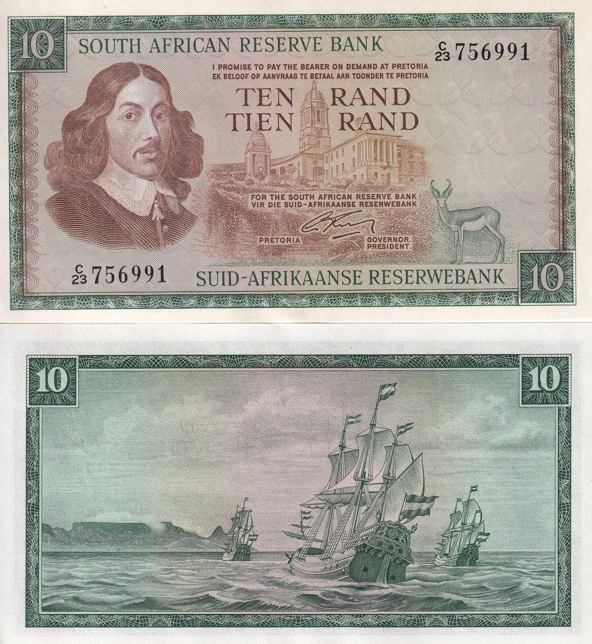 South Africa 10 Rand ND 1966-1976 P 113 a UNC