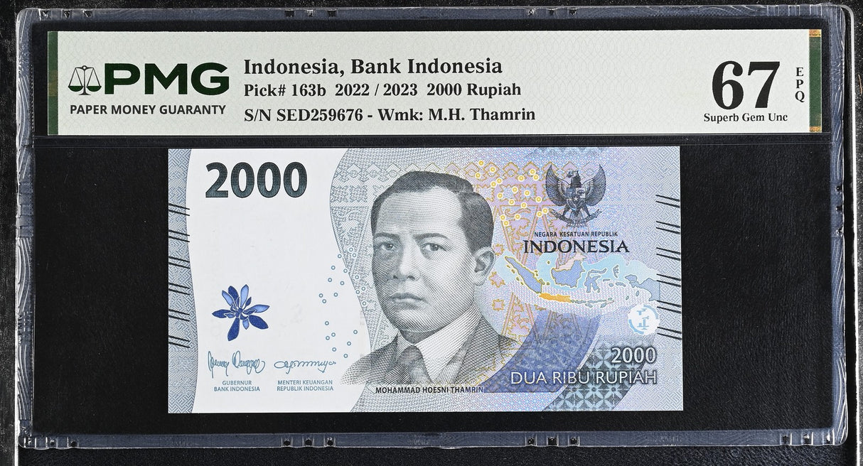 Indonesia 2000 Rupiah 2022 / 2023 P 163 b Superb Gem UNC PMG 67 EPQ