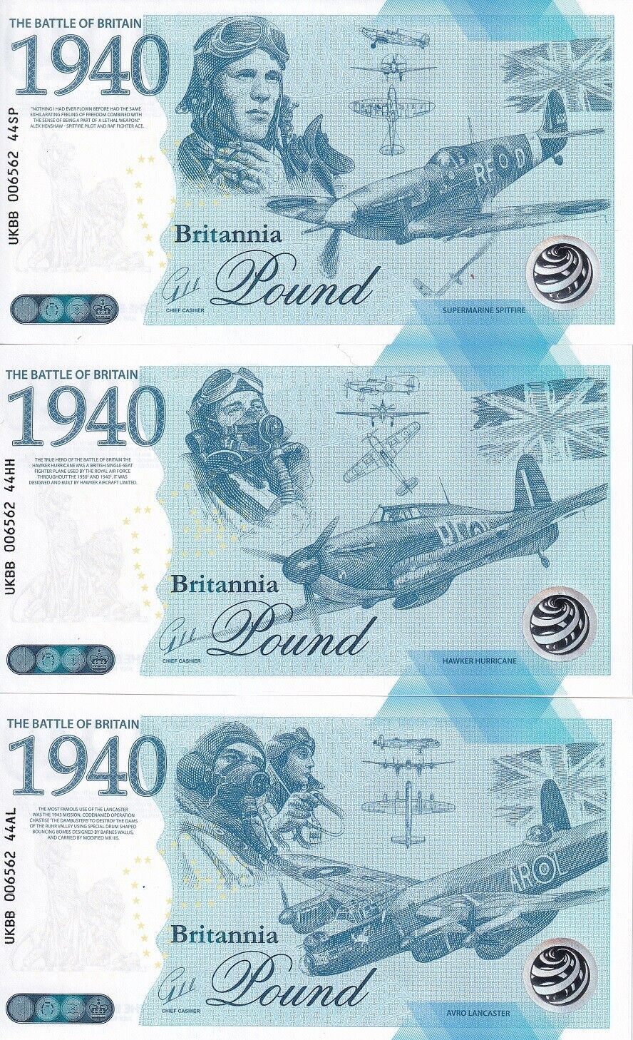 Set 3 PCS Battle of Britain Commemorative 2023 Britannia Pound Collection