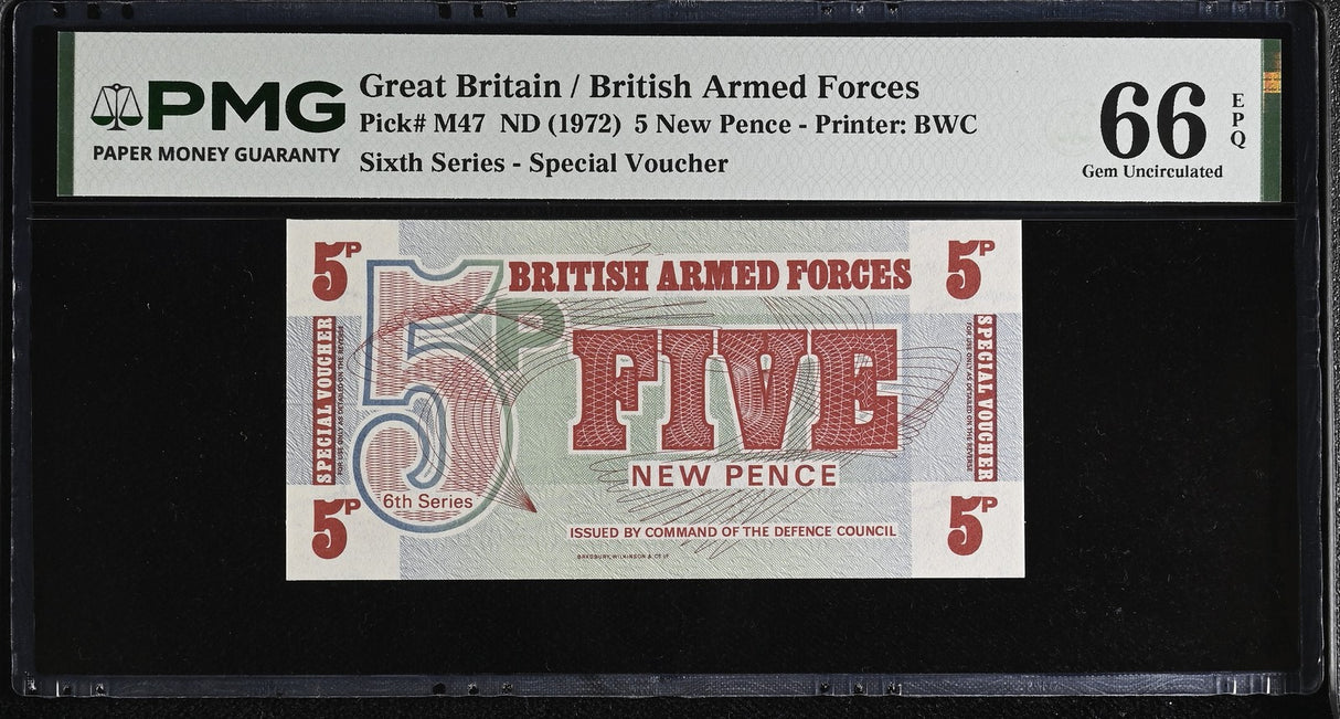 Great Britain 5 New Pence ND 1972 P M47 Gem UNC PMG 66 EPQ