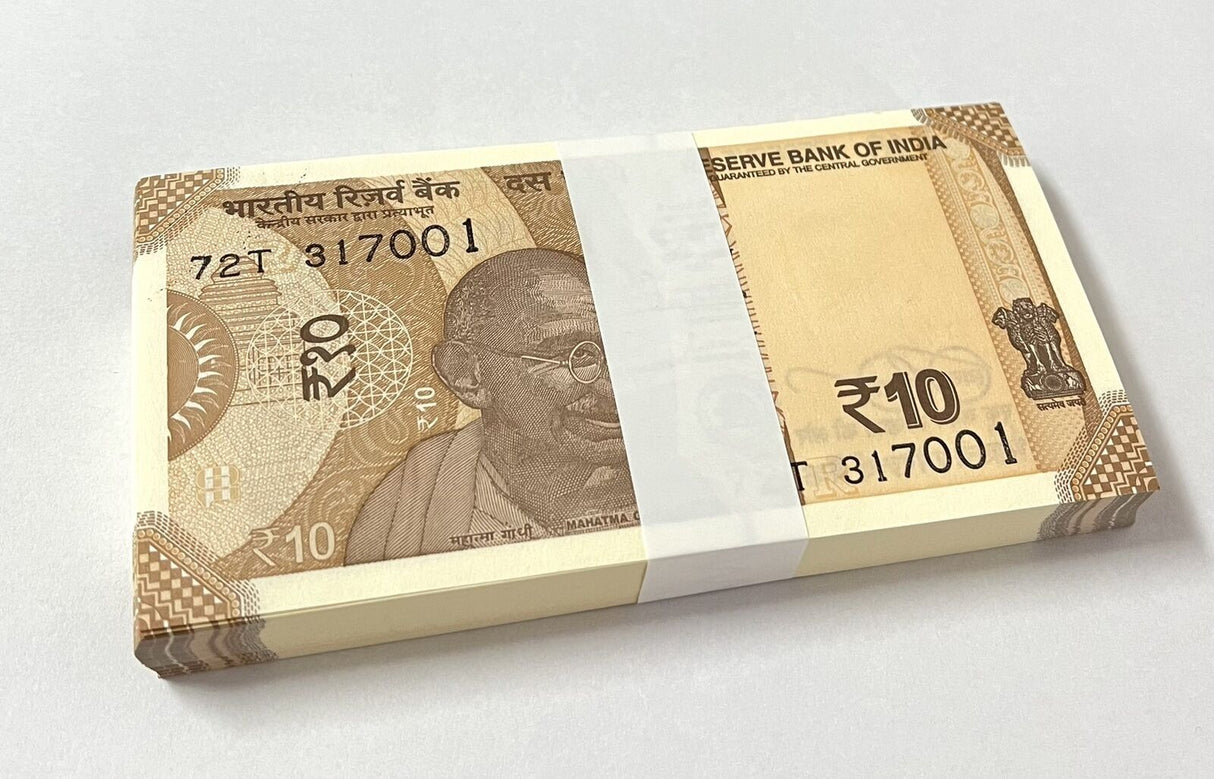 India 10 Rupees 2024 P 109 UNC LOT 100 PCS 1 Bundle