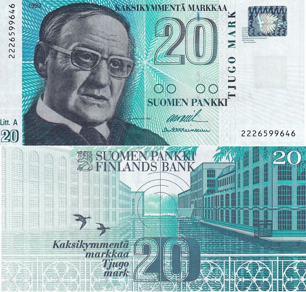 Finland 20 Markka 1993 Sign Ollila Heinonen P 123 UNC