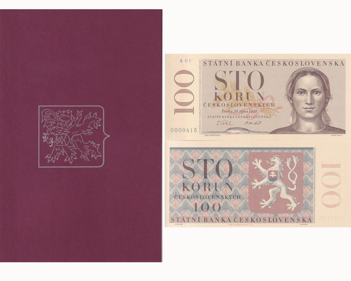 Czechoslovakia 100 Korun 1951/2023 P 76 Official Reprint W/Folder UNC