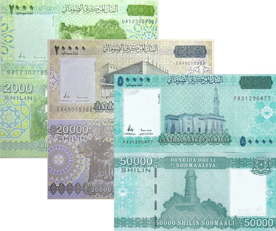 Somalia Set 3 Pcs 2000 20000 50000 Shillings 2010 ND 2023 2024 P 43 NEW UNC