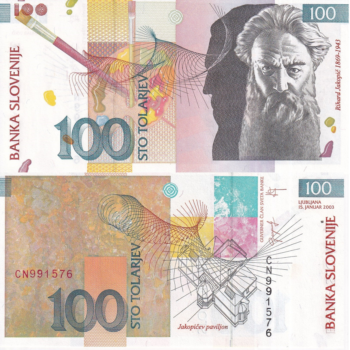 Slovenia Set 4 PCS 100 1000 5000 10000 Tolajev 2003 2004 P 31 32a 33b 34b UNC