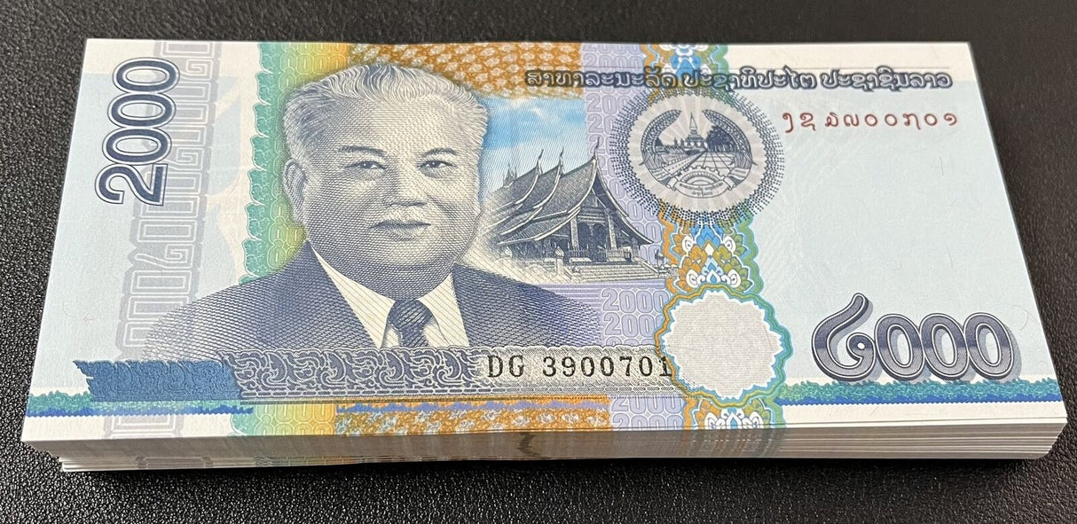 Laos 2000 Kip 2011 P 41 UNC LOT 100 PCS 1 Bundle