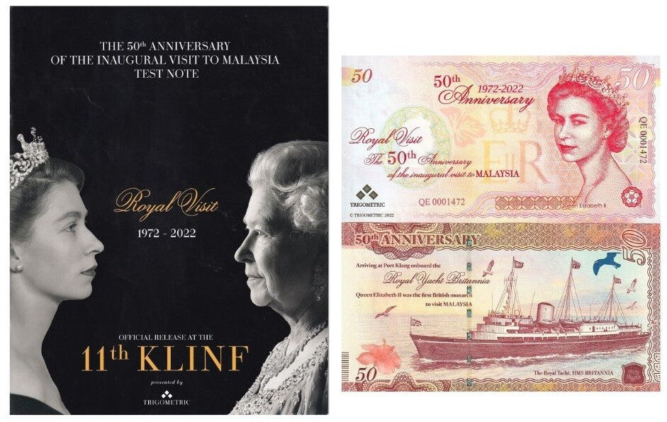Malaysia Test Note Inaugural Visit QEII Queen Yacht 2022 50th UNC Official Book