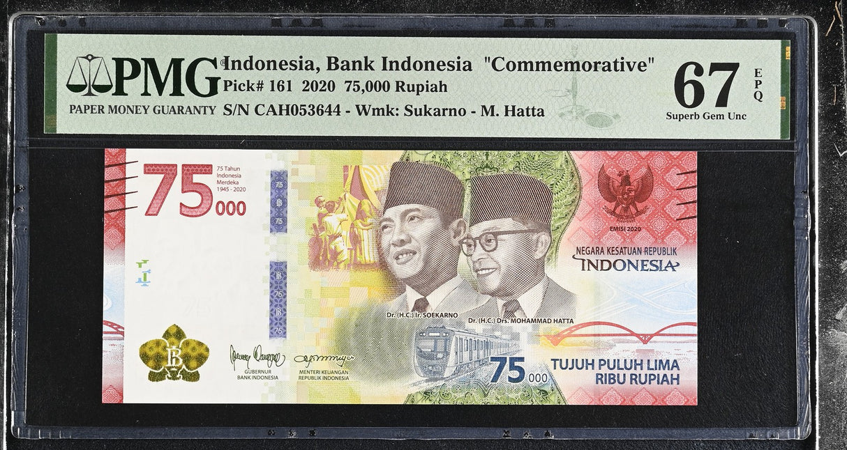 Indonesia 75000 Rupiah 2020 75th Commemorative P 161 Superb Gem UNC PMG 67 EPQ
