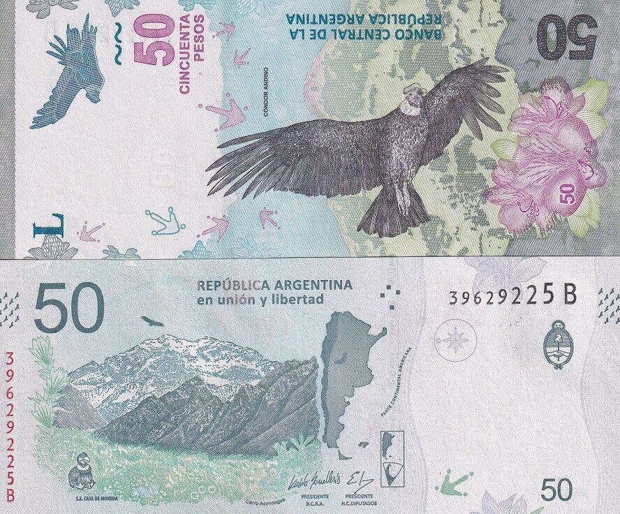 Argentina 50 Pesos 2018 Mixed Suffix P 363 UNC Lot 20 Pcs